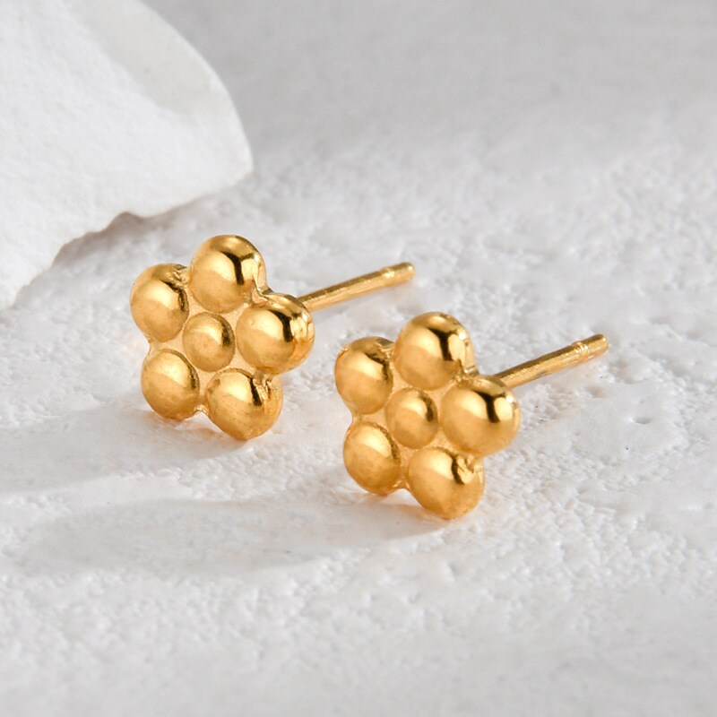 1 Pair Simple Fashionable Style  Stainless Steel 18K Gold Plated Women's Stud Earrings h5 